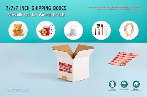 7x7x7 inch Small Shipping Boxes, 7 x 7 White Box, 15 Pack - size: 7x7x7-inch 15-Pack