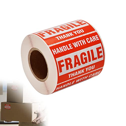 [1 Roll, 500 Labels] 2" x 3" Fragile Stickers Handle with Care Warning Packing/Shipping Labels - Permanent Adhesive - size: 1 Roll
