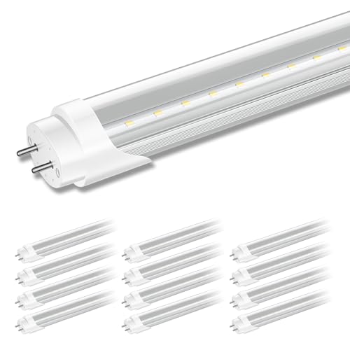 12 Pack T8 LED Bulbs 4 Foot, 24W 3000LM, 6000K, Ballast Bypass