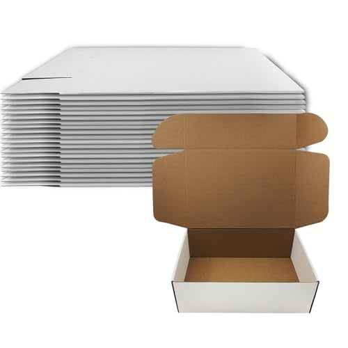 13x9x4 inch Shipping Boxes Set of 20, White Corrugated Cardboard Mailer Box - size: 13x9x4 -20 Pack