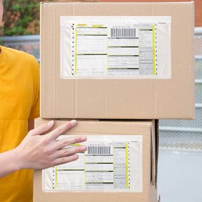 Pack 100 Clear Plastic Self-Adhesive Shipping Label Sleeves - Packing Slip Envelope Pouches - Durable, Waterproof, Easy Peel & Seal - Perfect for Mailing, Packing Documents & Labels | 6" x 9"