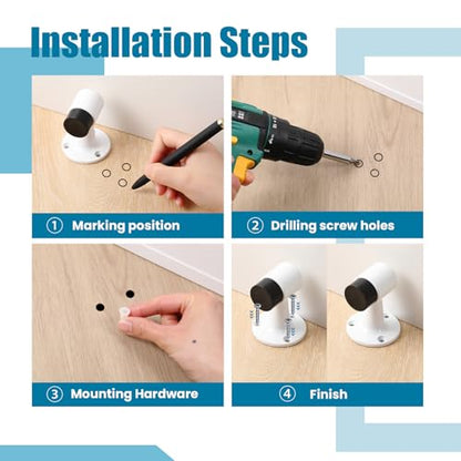 Yaocom 2 Pack Heavy Duty Floor Mounted Door Stop 3 in Aluminum Commercial Grade Door Stopper with Rubber Bumper & Stainless Steel Screws (White) - color: White