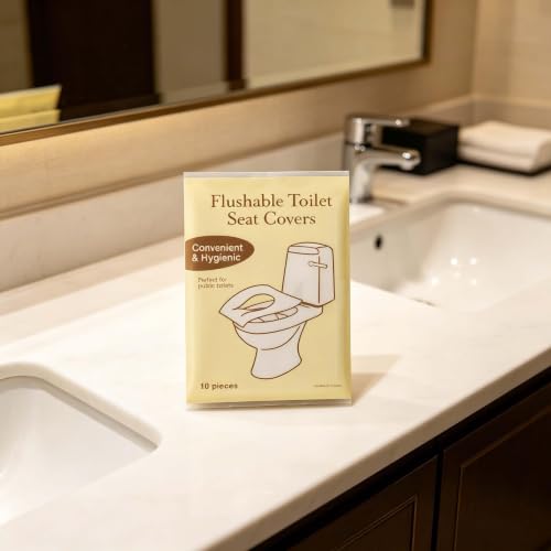 Individually Packed Disposable Toilet Seat Covers,10 Count Flushable Hygienic Protection Sheets,Universal Portable Sanitary Supplies for Public Places Travel and Daily Use