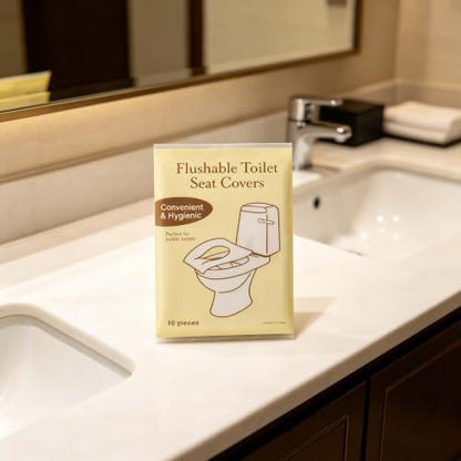 Individually Packed Disposable Toilet Seat Covers,10 Count Flushable Hygienic Protection Sheets,Universal Portable Sanitary Supplies for Public Places Travel and Daily Use