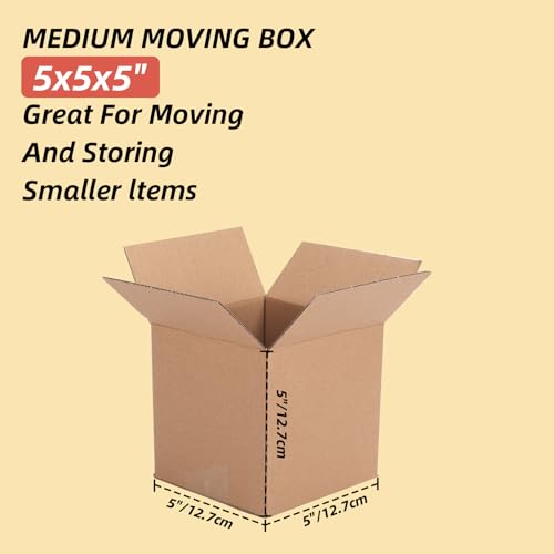 Schliersee 5x5x5 Shipping Boxes Set of 50, Brown Kraft Corrugated Cardboard Square Business Boxes Mailers for Packaging, Moving - color: Brown Shipping Box, size: 5x5x5 Box 50Packs
