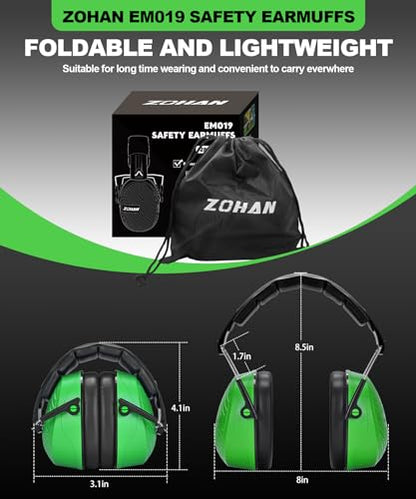 ZOHAN 019 Noise Cancelling Headphones for Adult - NRR 28dB Hearing Protection for Working, Shooting, Mowing, Autism - color: 1 Pack-green