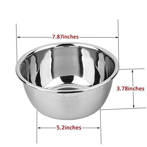 meleg otthon Stainless Steel Bowl,1.5QT Salad Bowl,Metal Bowls,Stainless Steel Basin, Deeper Edge Mirror Finish Dishwasher Safe bowl (S)… - color: 7.9" diameter x 3.8"high