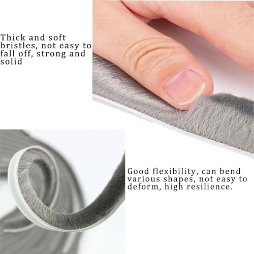 33Ft Weather Stripping Brush for Sliding, 0.35" Wide x 0.2" Door Seal self Adhesive Dust Proof，Seal Strip Wind Proof,Seal Strip Door Soundproofing Strip for Window Doors Frame(Grey)