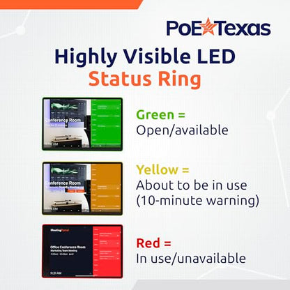 PoE Texas 10-Inch PoE Meeting Room Scheduler Tablet with LED Ring - size: Android 13