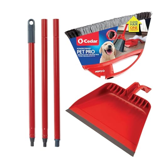 O-Cedar Pet Pro Broom with Step-On Dustpan | Removes Over 99% of Dust & Dirt in One Sweep | Removes 3X More Pet Hair | Quiet Cleaning Tool for Cat and Dog Owners - size: PowerCorner Pet Pro Broom