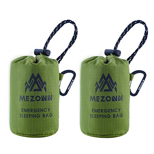 Emergency Sleeping Bag Survival Bivy Sack Use as Emergency Blanket Lightweight Survival Gear for Outdoor Hiking Camping Keep Warm After Earthquakes, Hurricanes and Other disasters - color: Green-2P