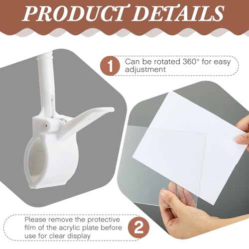 Teenyyou 6 Pcs Acrylic Sign Holder with Clamp 7 x 11 Inch Clip Double Head