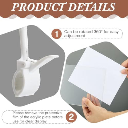 Teenyyou 6 Pcs Acrylic Sign Holder with Clamp 7 x 11 Inch Clip Double Head