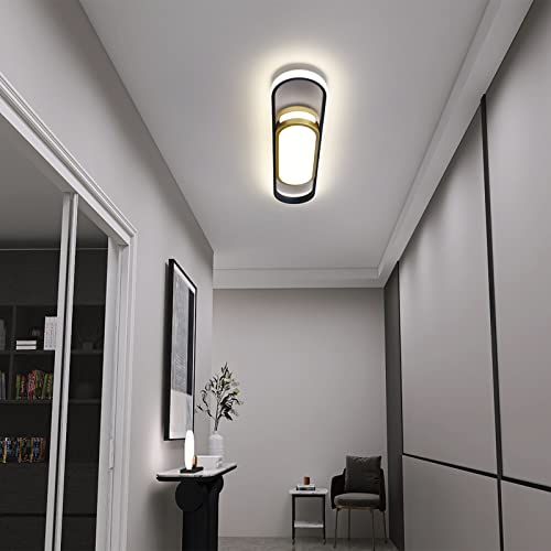 Tioolo Modern LED Flush Mount Ceiling Light, Dimmable with Remote, 27.5in - color: Black+Gold/40W