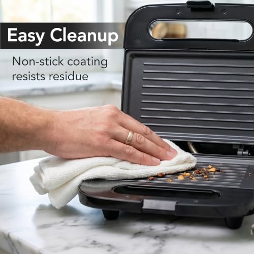 OVENTE Electric Sandwich Maker, 750W Non-Stick Plates, Black GP0401B - color: GP0401B