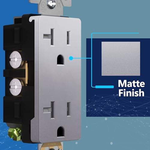 LIDER Decorator Receptacle, Tamper-Resistant Wall Outlet, 20A, 5-Pack - color: Silver, size: 20 Amp (No Wall Plate)