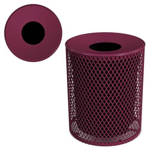 Leisure Craft 32 Gallon Commercial Outdoor Trash Can, Metal, Made in USA - color: Burgundy