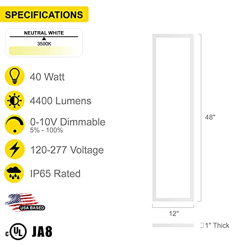 NUWATT 1x4 ft LED Flat Panel Light, 3500K Neutral White, 4400LM, 120-277V Universal Voltage, 0-10V Dimmable LED Panel Drop Ceiling Lights DLC Certified Office Lighting, ETL, 4 Pack