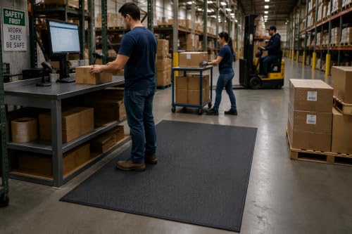 Guardian 24040601 Soft Step Anti-Fatigue Floor Mat, Vinyl, 4'x 6', Black - color: Black, size: 72"L x 48"W x 0.4"Th
