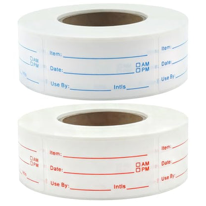 1200 Pieces Removable Food Labels Stickers, 2 Rolls 1x2 Inch
