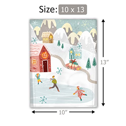 10x13 (100) Winter Village Christmas Designer Poly Mailers Self Sealing Waterproof Shipping Envelopes Holiday Premium Printed Bags For Small Businesses - color: Winter Village, size: 10x13