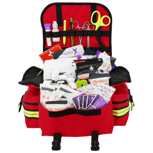 Lightning X Small Medic First Responder EMT Trauma Bag Stocked First Aid Trauma Fill Kit A (Red) - color: Red