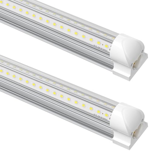 2-Pack 4FT T8 LED Shop Light, 42W 6300LM 5000K Daylight, Linkable with Plug Shop Lights for Garage Ceiling Workshop Commercial Lighting
