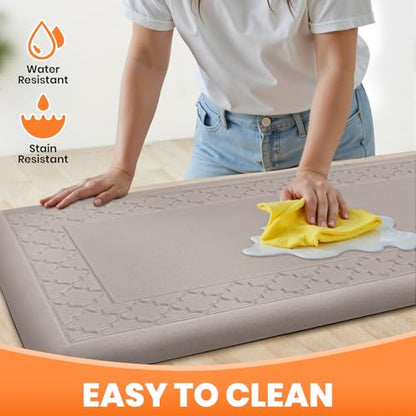 4/5 Inch Thicker Kitchen Mats Anti Fatigue Comfort Mat Standing Desk Rugs - color: Khaki, size: 39"L x 17"W x 0.8"Th