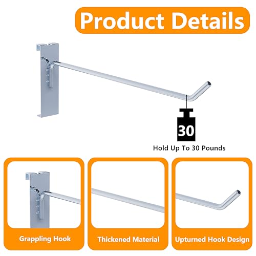 Grid Wall Hooks, 25 PCS, 6 Inch Metal Gridwall Hanging Hangers - color: Chrome, size: 6 Inch