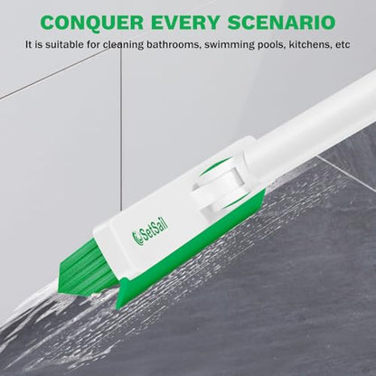 SetSail Grout Cleaner Brush with Long Handle, V-Shaped Floor Scrub Brush - color: Green