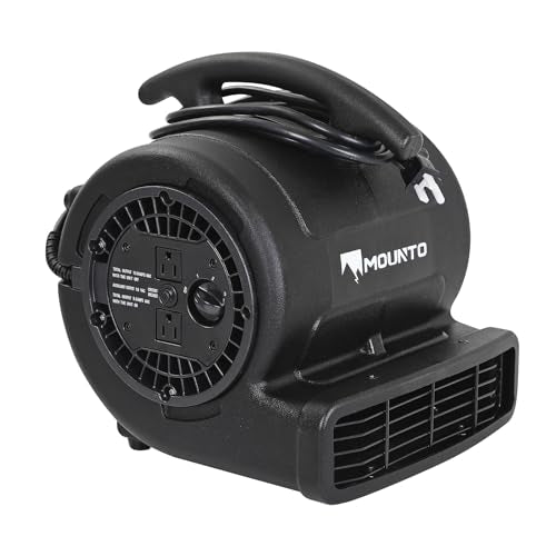 MOUNTO 1/4hp 1000CFM 2 Speed Air Mover Carpet Dryer Floor Fan Cooling Fan (Black) - color: Black