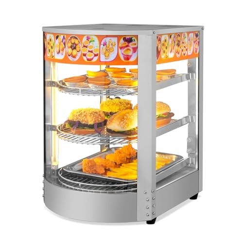 ROVSUN 3-Tier Pizza Warmer Countertop, Commerical Food Warmer Display - color: Silver, size: 3 Tier-14"