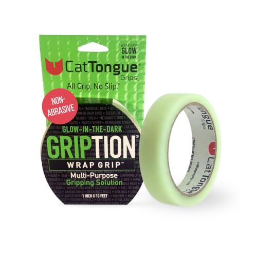 CATTONGUE GRIPS 1" x10' Grip Tape Wrap, Non-Abrasive, Waterproof, Glow - color: Glow In The Dark, size: 1" x 10'
