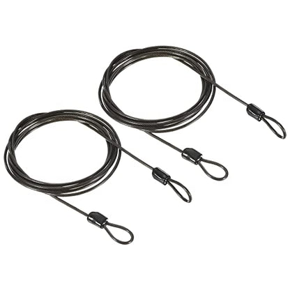 PATIKIL Security Steel Cable 2.5mm x 2m/6.56ft Coated Luggage Lock Wire Rope with Double Loop Black 2 Pack - color: Black, size: 2.5mmx2m