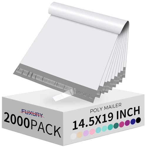 Fuxury 14.5x19" Poly Mailers 2000Pcs,Bulk Shipping Bags For Clothing,White - color: White, size: 14.5x19" 2000pcs