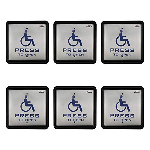 Visionis VIS-7039 Handicap Push to Exit Button, Steel, Back Box, 6 Pack - size: Pack of 6