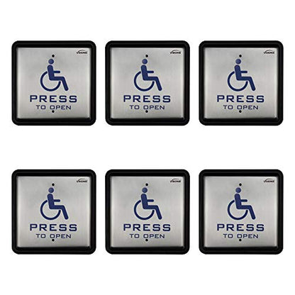 Visionis VIS-7039 Handicap Push to Exit Button, Steel, Back Box, 6 Pack - size: Pack of 6