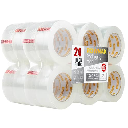 Clear Packing Tape 24 Rolls - Heavy Duty Packaging Tape 3.2mil Thick, 2.0 in. Wide x 60 Yards - Strong Adhesive, Silent, Reliable Package Tape for Home Office Shipping Moving Sealing - size: 24rolls/ 3.2mil/ 60yard
