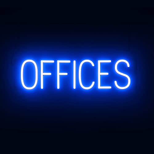 SpellBrite LED Neon OFFICES Sign for Business - Blue, 24" x 6" - color: Blue, size: OFFICES (24"x6.3")