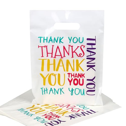 9x12 White Thank You Bags for Small Business with Colorful Font, 100PCS - color: Colorful Thank You Bags