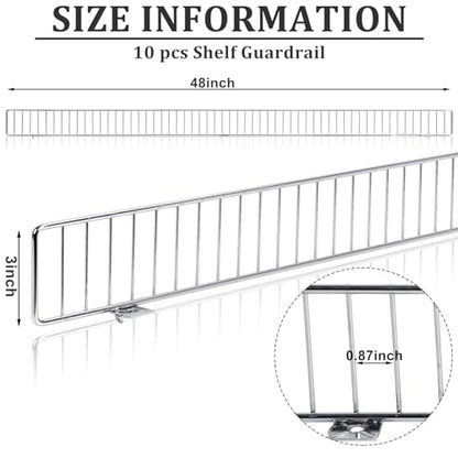 Yaocom 10 Pcs Gondola Shelf Fence 48x3'' Retail Front Wire Guard, Metal - color: Grey, size: 48" X 3"
