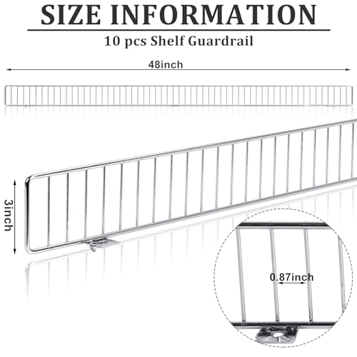 Yaocom 10 Pcs Gondola Shelf Fence 48x3'' Retail Front Wire Guard, Metal - color: Grey, size: 48" X 3"