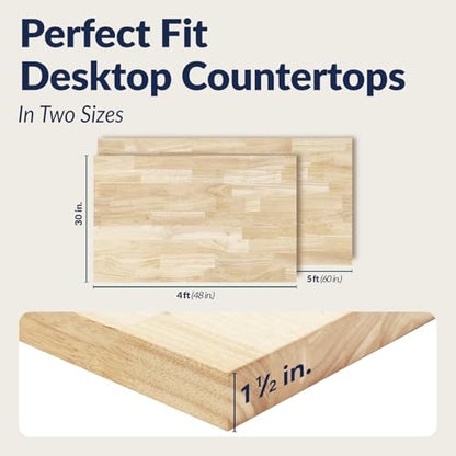 Howizz Butcher Block Countertop 48 x 30 x 1.5 - Hevea Unfinished Solid Wood Table Top, Wood Countertop for DIY Desktop, Workbench, Table. - size: 48"L x 30"W x 1.5"Th