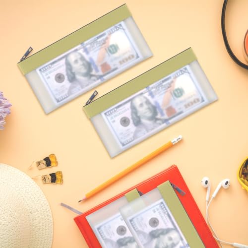 Clear Money Envelopes for Cash Cash Money Bag Pouch 7.6"x3.7" - color: Golden