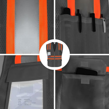 Safety Vest with Pockets, Hi Vis Construction Vest, Grey, S - color: Grey, size: Small