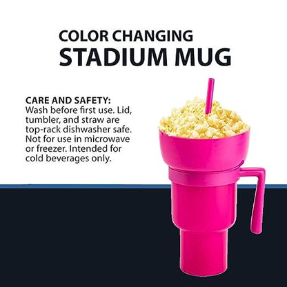 Stadium Tumbler With Snack Bowl 2 In 1 Beverage Cup Top Snack Bowl For Movie Leakproof Snack Tumbler With Straw Portable Reusable Snack And Drink Cup For Home Travel