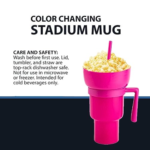 Stadium Tumbler With Snack Bowl 2 In 1 Beverage Cup Top Snack Bowl For Movie Leakproof Snack Tumbler With Straw Portable Reusable Snack And Drink Cup For Home Travel