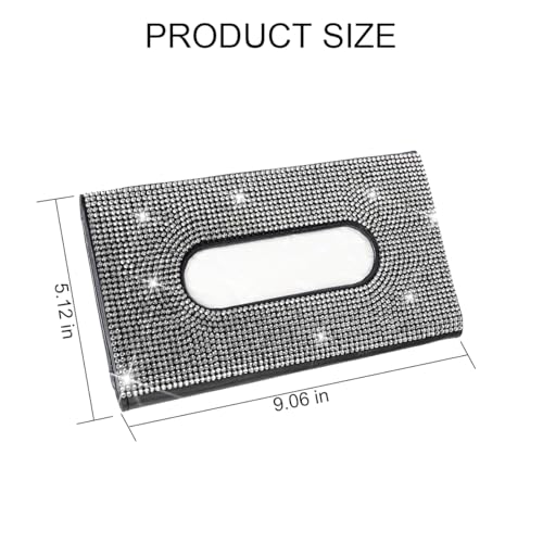 Rhinestone Leather Car Sun Visor Tissue Holder, White/Black - color: White+black