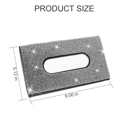 Rhinestone Leather Car Sun Visor Tissue Holder, White/Black - color: White+black