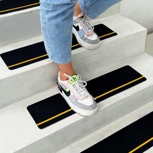 S&X Outdoor Stair Treads Non-Slip 6x24in, 5-Pack, Reflective - color: Reflective/Black, size: 6" x 24"